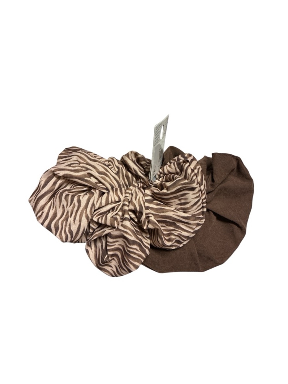 Time and Tru Brown And Zebra Cream Print Ponytail Large Scrunchies - Picture 2 of 7